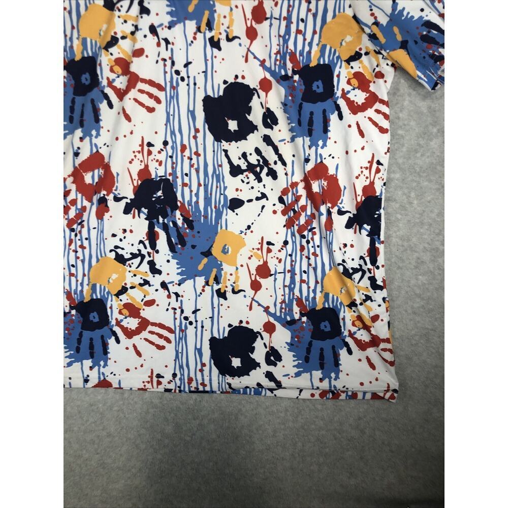 HRESKI Men's Golf Polo Shirt Size 2XL Hand Print / Paint Splatter - Picture 3 of 12